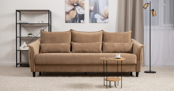 Диван-кровать прямой Берта ТД 772 велюр Mirage otter коричневый