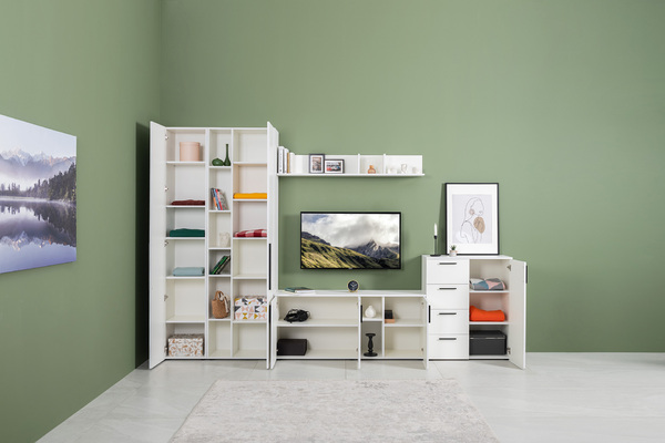 Гостиная Эйр композиция 2 белый PE шагрень, собирается на любую сторону