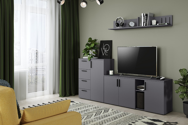 Комод Эйр 16.241 серый графит 0162 РЕ, собирается на любую сторону