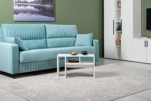 Стол журнальный, подставка Эйр 12.114 белый РЕ шагрень, вертикальная и горизонтальная установка