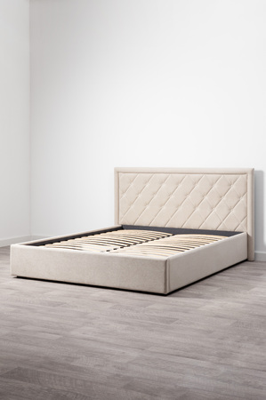 Кровать Марион 160 велюр OCEAN 002 бежевый с ортопедическим основанием и подъемным механизмом (спальное место 160 х 200)