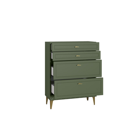 Комод Марион 16.249 дымчатый зеленый K521, олива шагрень AG 1050 ПВХ, белый PE шагрень