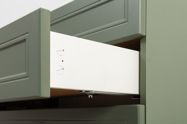 Гостиная Марион композиция 1 дымчатый зеленый K521, олива шагрень AG 1050 ПВХ, белый PE шагрень (собирается на любую сторону)