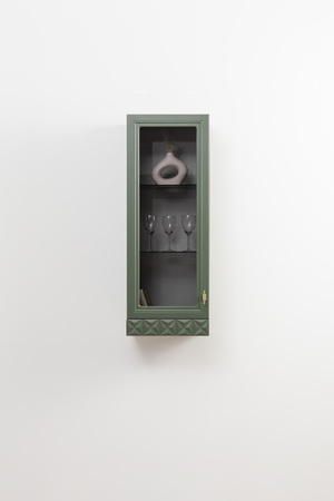 Шкаф навесной Марион 16.334 дымчатый зеленый K521, олива шагрень AG 1050 ПВХ (собирается на любую сторону)