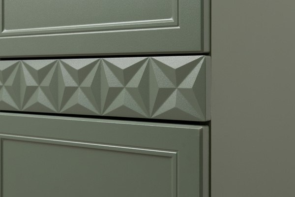 Шкаф-пенал Марион 16.340.01 дымчатый зеленый K521, олива шагрень AG 1050 ПВХ (собирается на любую сторону)