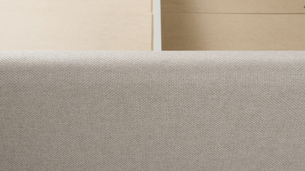 Кровать Миа 160 рогожка светло-бежевый, кант желтовато-коричневый с ортопедическим основанием и подъемным механизмом