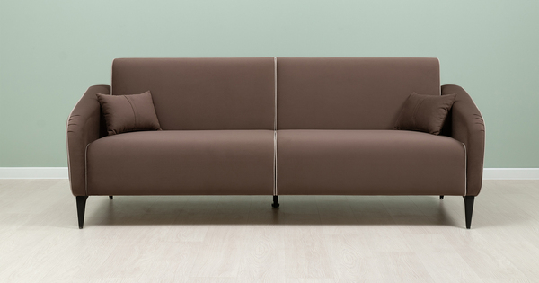 Диван-кровать прямой Ноэль ТД 448 велюр шоколадный, светлый кварцевый серый