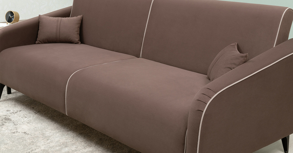 Диван-кровать прямой Ноэль ТД 448 велюр шоколадный, светлый кварцевый серый