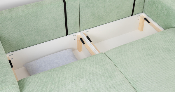 Диван-кровать прямой Оксфорд 715 композиция 3, STORM 9 мятный, модульная система