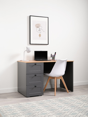 Стол письменный Остин 12.159 серый графит 0162 РЕ, дуб золотой CRAFT, графит ZB 856-2 ПВХ, сборка на любую сторону